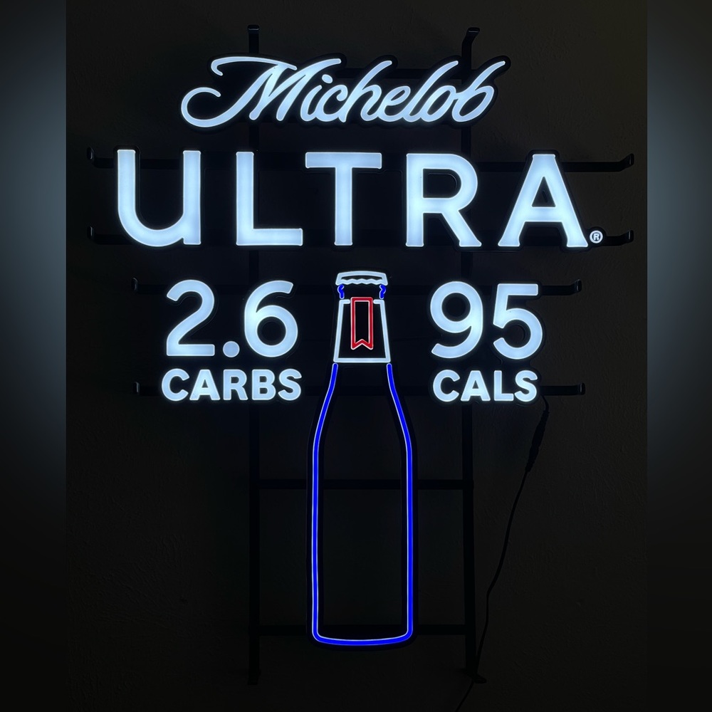 Michelob Ultra Neon blue light sign.